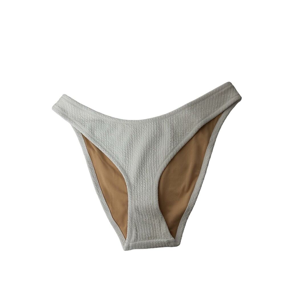 NWT J Crew Womens Curved Waist Bikini Bottoms Medium Cheeky Textured White BC050